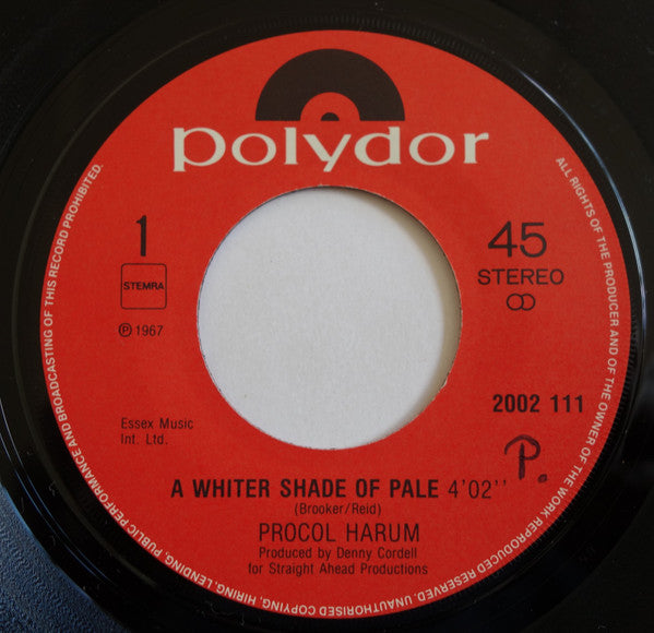 Procol Harum : A Whiter Shade Of Pale / Conquistador (7", Single, RE)