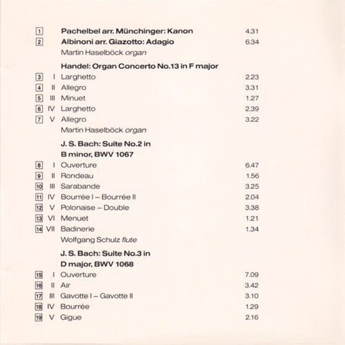 Johann Pachelbel • Tomaso Albinoni • Georg Friedrich Händel • Johann Sebastian Bach, Stuttgarter Kammerorchester, Karl Münchinger : Kanon • Adagio • Suites 2 & 3 • Organ Concerto No. 13 (CD, Comp)