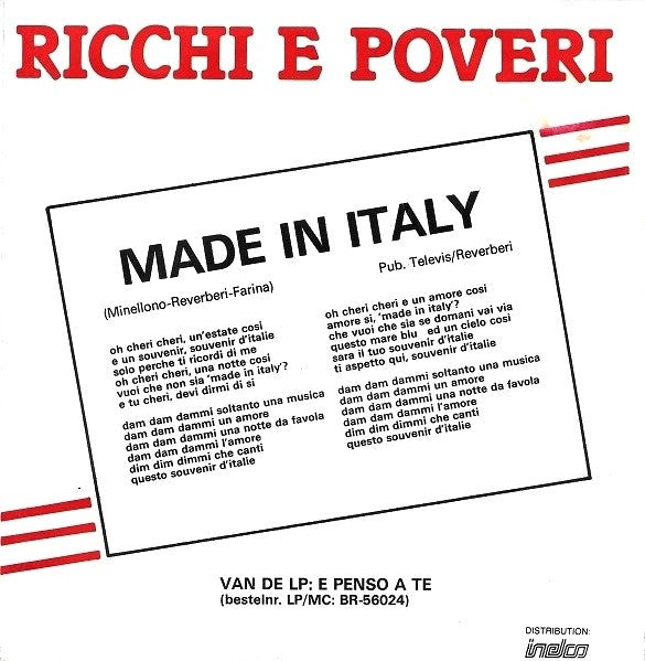 Ricchi E Poveri : Made In Italy (7", Single)