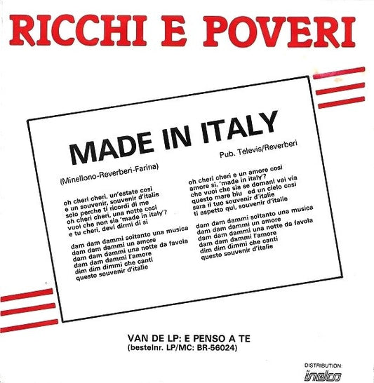 Ricchi E Poveri : Made In Italy (7", Single)