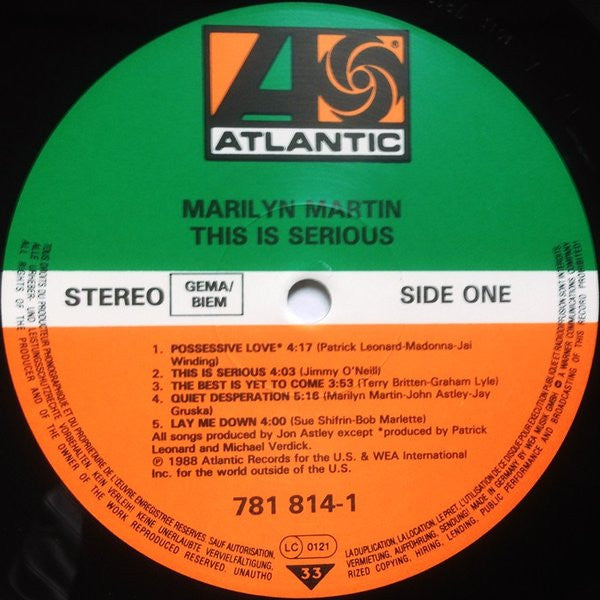 Marilyn Martin : This Is Serious (LP, Album)