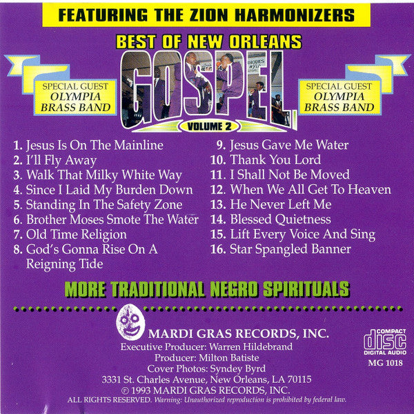 Zion Harmonizers : Best of New Orleans Gospel, Volume 2 (CD)