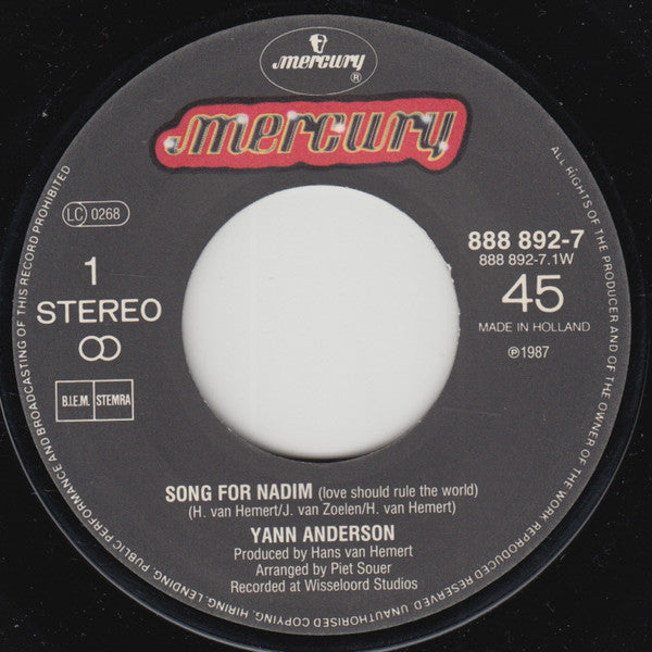 Yann Andersen : Song For Nadim (7", Single)
