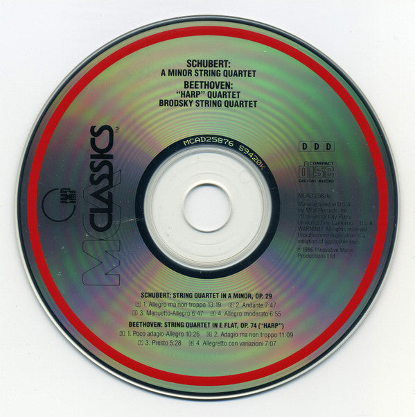 Ludwig van Beethoven, Franz Schubert / Brodsky Quartet : 'Harp' Quartet / A Minor String Quartet (CD, Album)