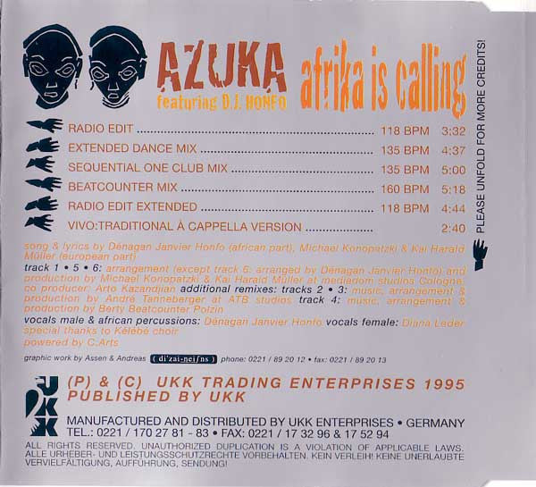 Azuka Featuring Denagan Janvier Honfo : Afrika Is Calling (CD, Maxi)