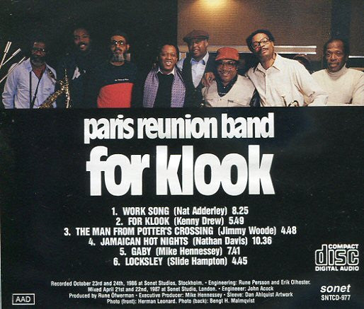 Paris Reunion Band : For Klook (CD, Album)