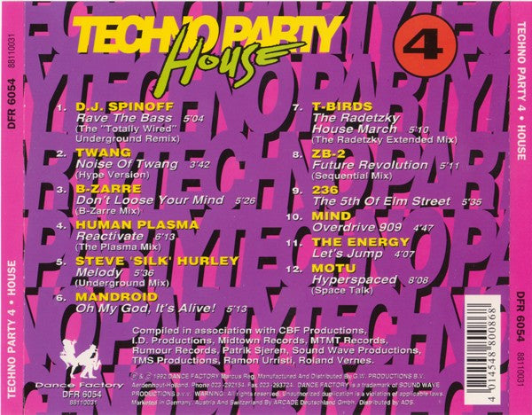Various : Techno Party 4 - House (CD, Comp)