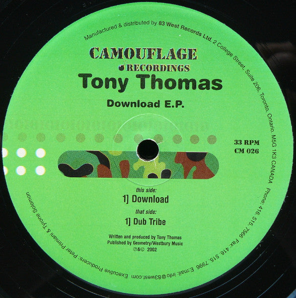 Tony Thomas : Download E.P. (12", EP)
