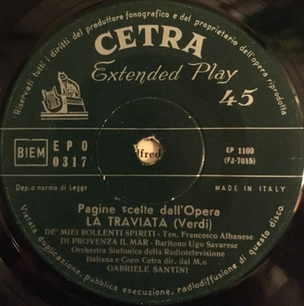 Giuseppe Verdi : La Traviata - Brani Scelti Dall'Opera (7", Comp)