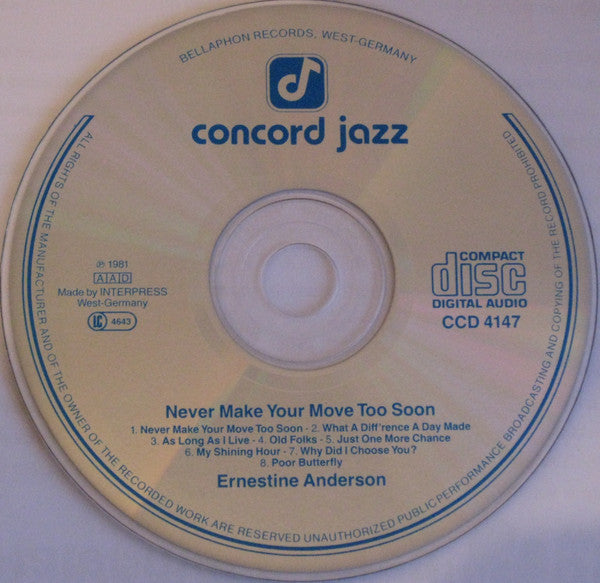 Ernestine Anderson : Never Make Your Move Too Soon (CD, Album)