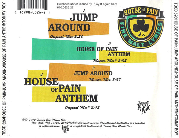 House Of Pain : Jump Around / House Of Pain Anthem (CD, Maxi)