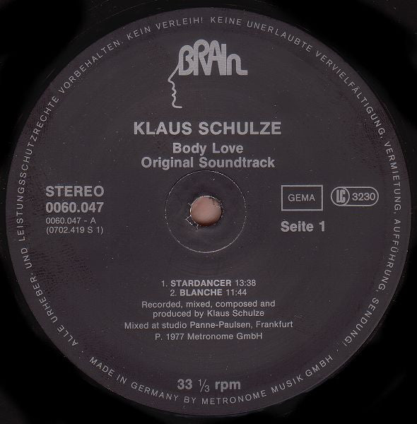 Klaus Schulze : Body Love (LP, Album, RE)