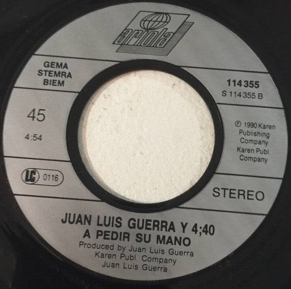 Juan Luis Guerra 4.40 : Burbujas De Amor (7", Single)