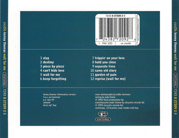 Kenny Thomas : Wait For Me (CD, Album)