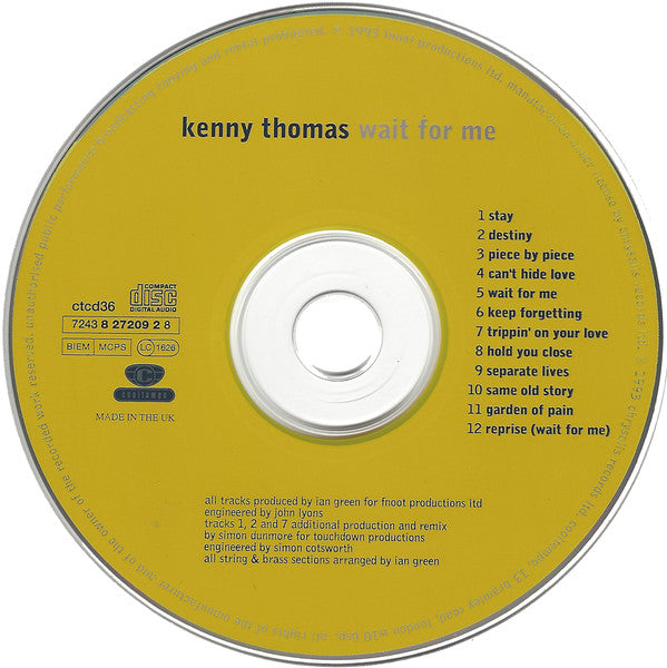 Kenny Thomas : Wait For Me (CD, Album)