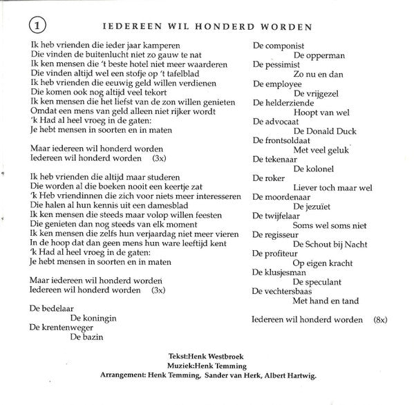 Various : Iedereen Wil Honderd Worden (CD, Album)