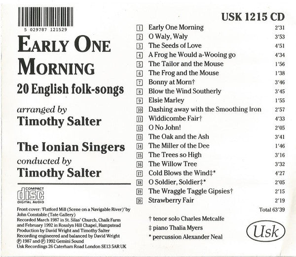 The Ionian Singers : Early One Morning (CD, Album)