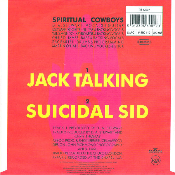 Dave Stewart And The Spiritual Cowboys : Jack Talking (7", Single)