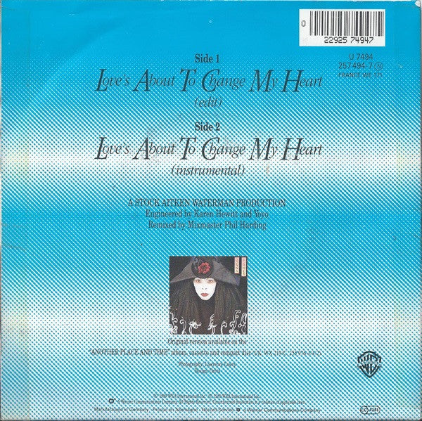 Donna Summer : Love's About To Change My Heart (7", Single)