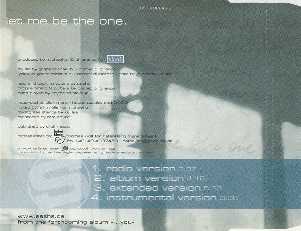 Sasha (5) : Let Me Be The One (CD, Maxi)