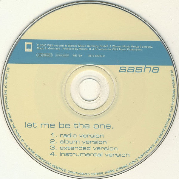 Sasha (5) : Let Me Be The One (CD, Maxi)