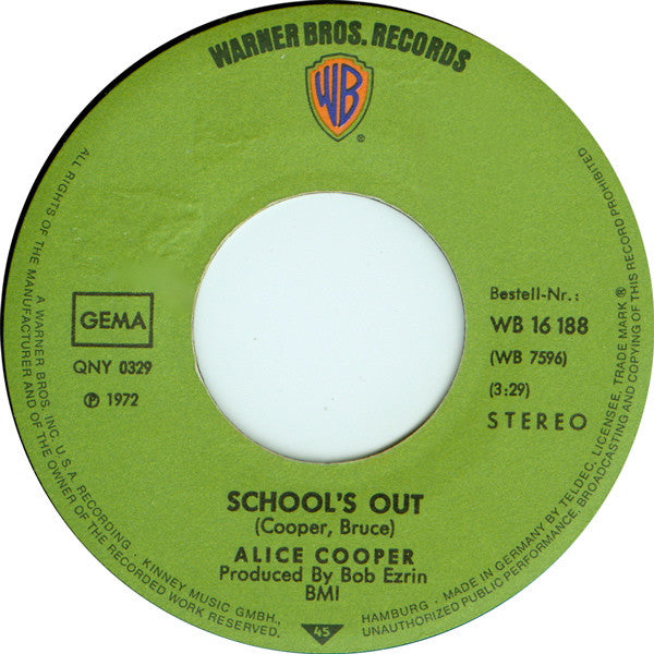Alice Cooper : School's Out (7", Single)