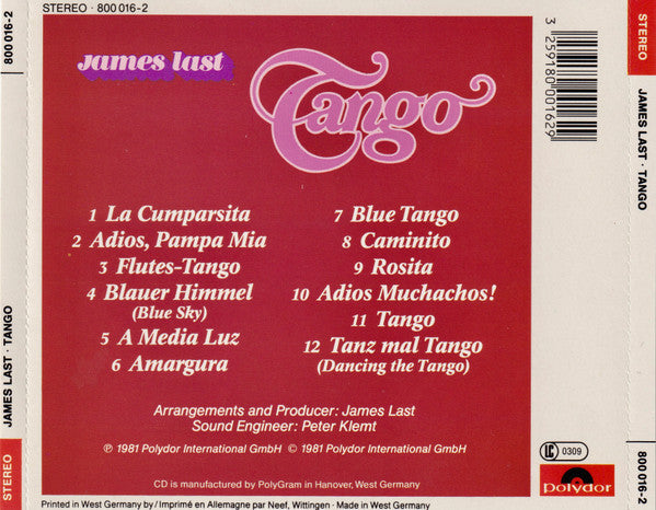 James Last : Tango (CD, Album, Red)