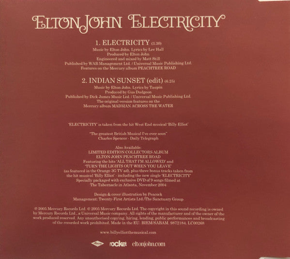 Elton John : Electricity (CD, Single)