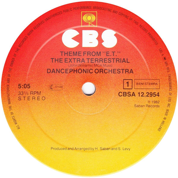 Dancephonic Orchestra : Theme From "E.T." The Extra Terrestrial (12", Maxi)