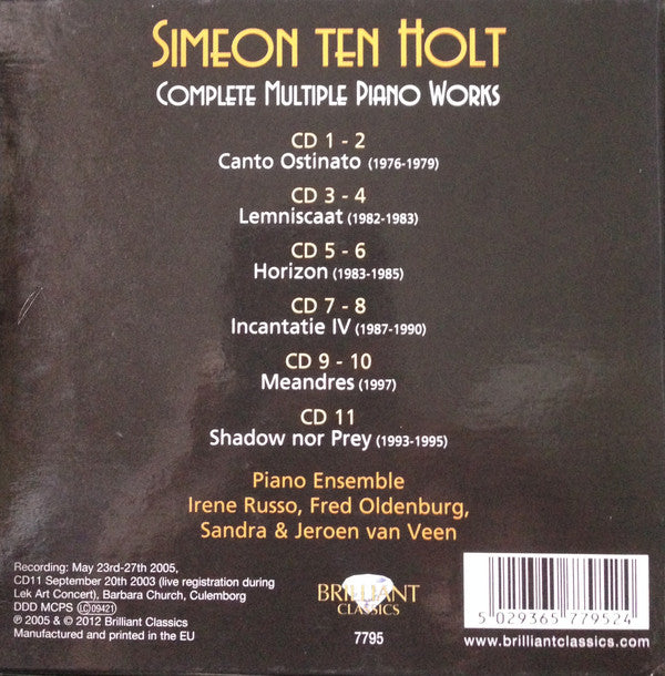 Simeon Ten Holt : Complete Multiple Piano Works (11xCD, Album, RE + Box)