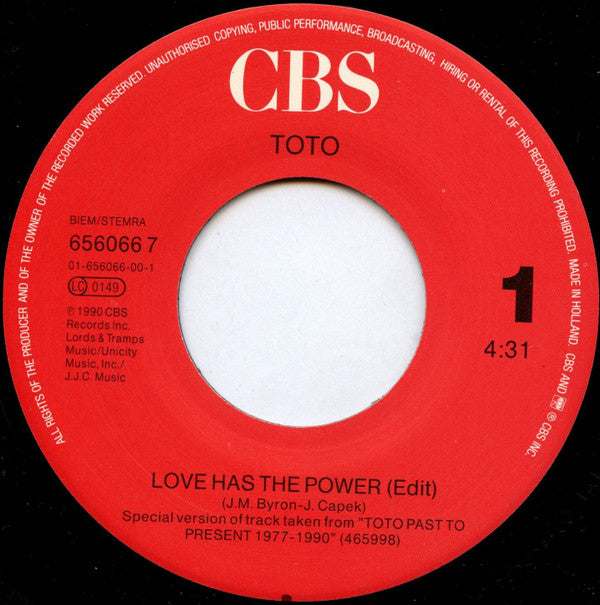 Toto : Love Has The Power (7", Single)