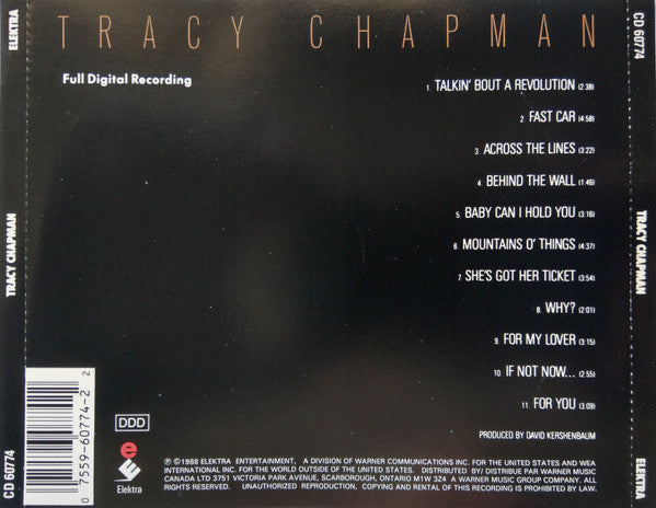 Tracy Chapman : Tracy Chapman (CD, Album, RE)