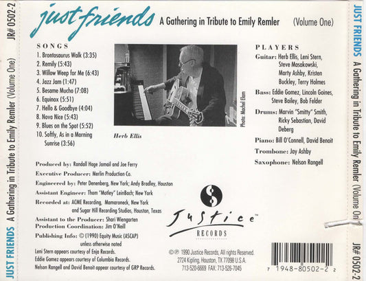 Various : Just Friends: A Gathering In Tribute To Emily Remler (Volume One) (CD, Album)
