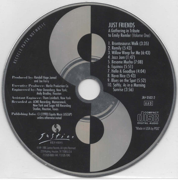 Various : Just Friends: A Gathering In Tribute To Emily Remler (Volume One) (CD, Album)