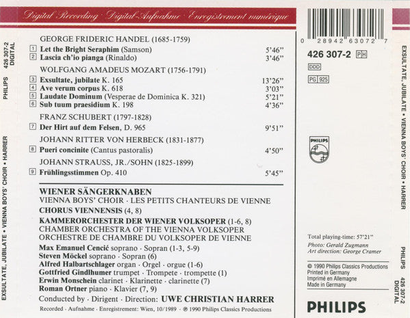 Die Wiener Sängerknaben, Uwe Christian Harrer : Exsultate, Jubilate (CD, Album)