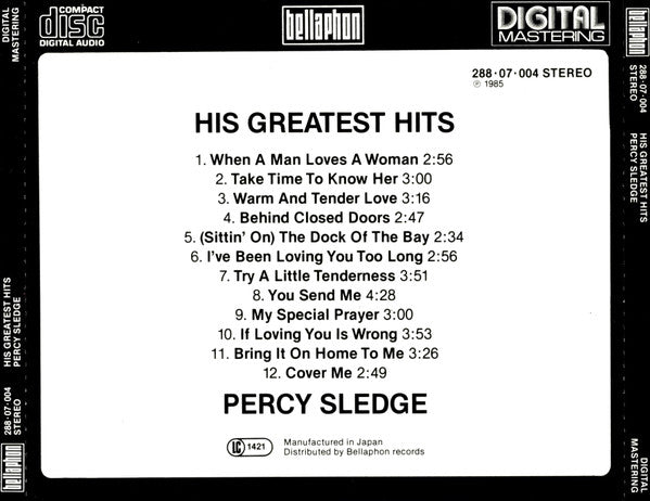 Percy Sledge : His Greatest Hits (CD, Comp, RE)