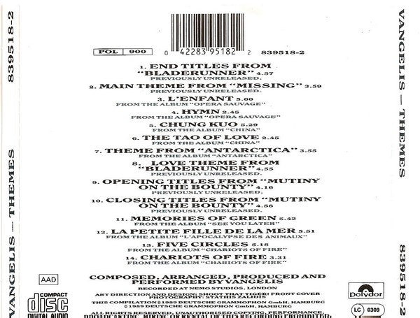 Vangelis : Themes (CD, Comp)