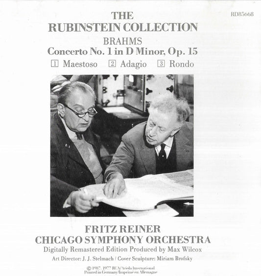 Johannes Brahms, Arthur Rubinstein, Fritz Reiner, Chicago Symphony Orchestra : Concerto No. 1 In D Minor, Op. 15 (CD, RE, RM)