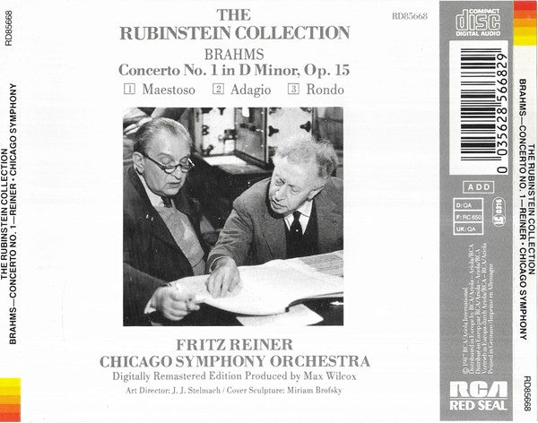 Johannes Brahms, Arthur Rubinstein, Fritz Reiner, Chicago Symphony Orchestra : Concerto No. 1 In D Minor, Op. 15 (CD, RE, RM)
