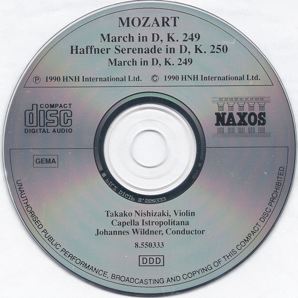 Wolfgang Amadeus Mozart, Takako Nishizaki, Capella Istropolitana, Johannes Wildner : Haffner Serenade K. 250 / March K. 249 (CD)