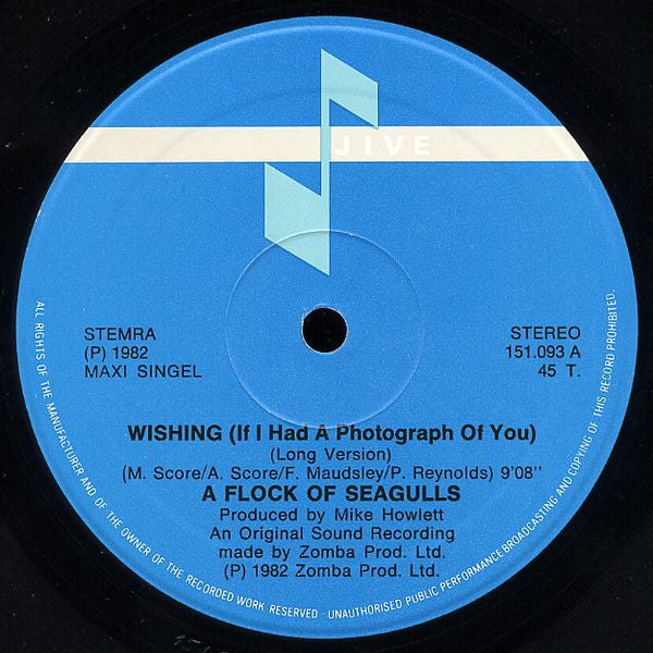 A Flock Of Seagulls : Wishing (If I Had A Photograph Of You) (12", Maxi)
