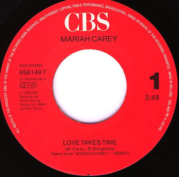 Mariah Carey : Love Takes Time (7", Single)
