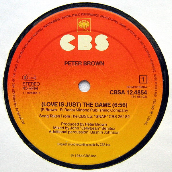 Peter Brown (2) : (Love Is Just) The Game (12", Maxi)