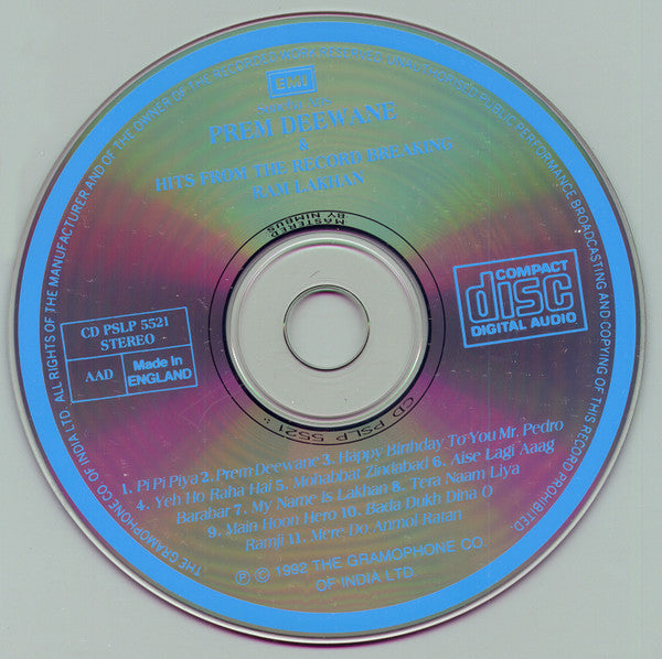 Laxmikant-Pyarelal, Anand Bakshi : Prem Deewane & Ram Lakhan (CD)
