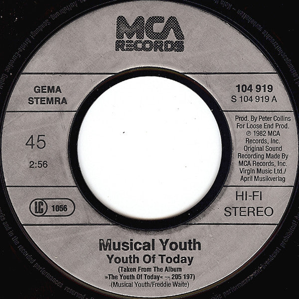 Musical Youth : Youth Of Today (7", Single)