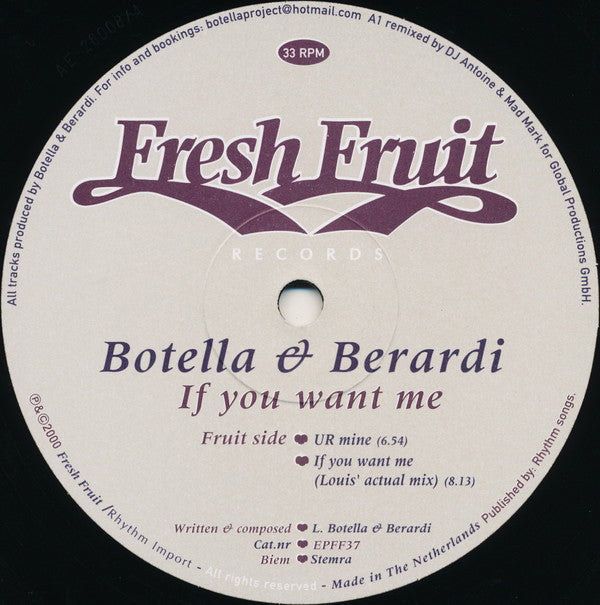 Botella & Berardi : If You Want Me (12")