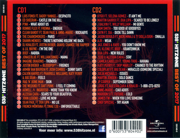 Various : 538 - Hitzone - Best Of 2017 (2xCD, Comp)