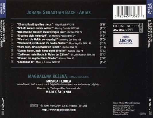 Johann Sebastian Bach • Magdalena Kožená : Arias (CD, RE)