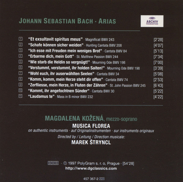 Johann Sebastian Bach • Magdalena Kožená : Arias (CD, RE)