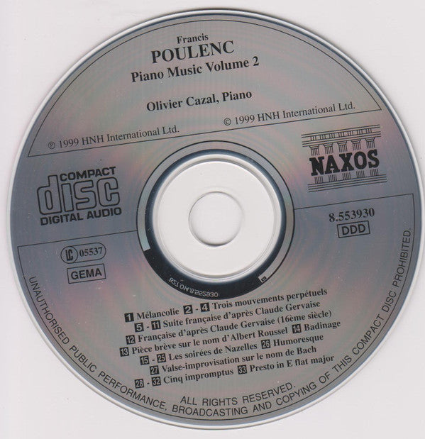 Francis Poulenc - Olivier Cazal : Piano Music Volume 2 (CD, Album)